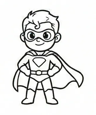 a drawing of a superhero with a cape.webp